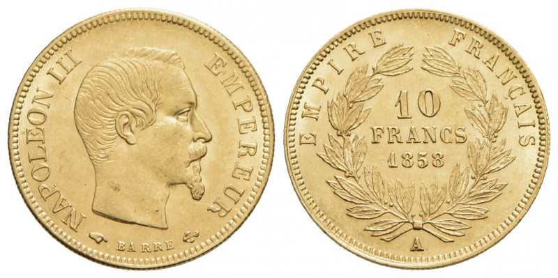 FRANCIA - Napoleone III (1852-1870) - 10 Franchi - 1858 A - Testa nuda - (AU g. ...
