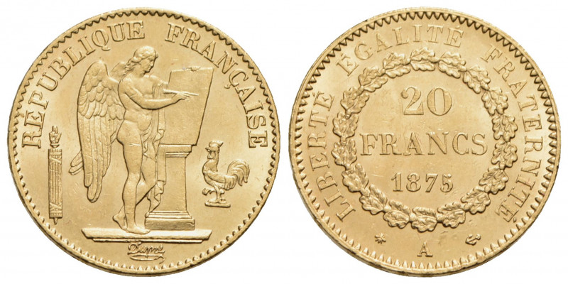 FRANCIA - Terza Repubblica (1870-1940) - 20 Franchi - 1875 - (AU g. 6,43) Kr. 82...