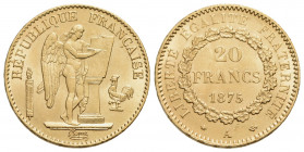FRANCIA - Terza Repubblica (1870-1940) - 20 Franchi - 1875 - (AU g. 6,43) Kr. 825 Fondi lucenti - FDC