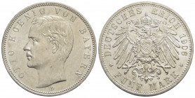 GERMANIA - BAVIERA - Otto (1886-1913) - 5 Marchi - 1906 D - AG RR Kr. 512 Segnetto - Bei fondi lucenti - FDC