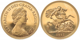 GRAN BRETAGNA. Elisabetta II. 5 Pounds 1981. Au (35.5mm, 40.00g). S. SE1; KM 924. qFDC