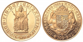 GRAN BRETAGNA. Elisabetta II. 2 Pounds 1989. Au (28mm, 16.00g). 500° Anniversario del Sovereign. S. SD3; KM 957. FDC