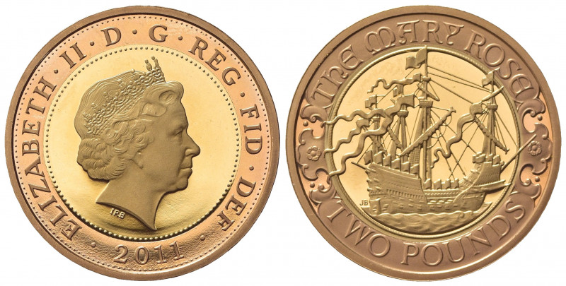 GRAN BRETAGNA. Elisabetta II. 2 Pounds 2011. Au (28mm, 16.00g). 500° Anniversari...