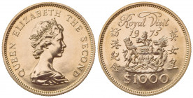 HONG KONG. Elisabetta II (1952-1997). 1000 Dollari 1975. Proof Au (28mm, 15.93g). KM 38; Fr. 1. FDC