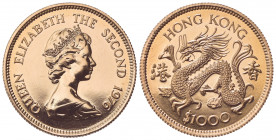 HONG KONG. Elisabetta II (1952-1997). 1000 Dollari 1976. Proof Au (28mm, 16.00g). KM 40; Fr. 2. FDC