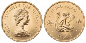 HONG KONG. Elisabetta II (1952-1997). 1000 Dollari 1980. Proof Au (28mm, 16.00g). KM 47; Fr. 6. FDC