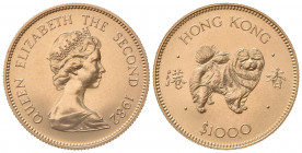 HONG KONG. Elisabetta II (1952-1997). 1000 Dollari 1982. Proof Au (28mm, 16.00g). KM 50; Fr. 8. FDC