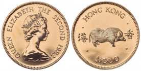 HONG KONG. Elisabetta II (1952-1997). 1000 Dollari 1983. Proof Au (28mm, 16.00g). KM 51; Fr. 9. FDC