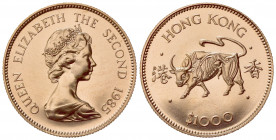 HONG KONG. Elisabetta II (1952-1997). 1000 Dollari 1985. Proof Au (28mm, 16.00g). KM 53; Fr. 11. FDC