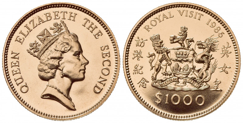 HONG KONG. Elisabetta II (1952-1997). 1000 Dollari 1986. Proof Au (28mm, 16.00g)...