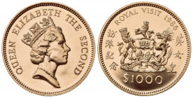 HONG KONG. Elisabetta II (1952-1997). 1000 Dollari 1986. Proof Au (28mm, 16.00g). KM 57; Fr. 13. FDC