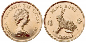 HONG KONG. Elisabetta II (1952-1997). 1000 Dollari 1987. Proof Au (28mm, 16.00g). KM 58; Fr. 14. FDC