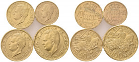 MONACO. Ranieri III (1949-2005). Set di 4 monete: 100, 50, 20 e 10 Franchi. Au (142.22g). SPL