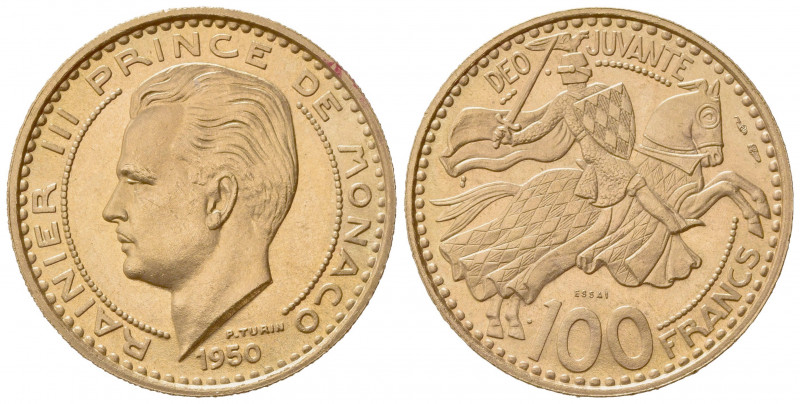 MONACO. Ranieri III (1949-2005). 100 Francs 1950. Essai Au (29.5mm, 25.51g). KM ...