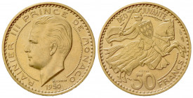 MONACO. Ranieri III (1949-2005). 50 Francs 1950. Piedfort Essai Au (26.5mm, 41.03g). KM PE8a. Graffi, BB+