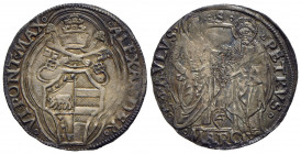 ANCONA - Alessandro VI (1492-1503) - Grosso - Stemma ottagono - R/ San Pietro e San Paolo - (AG g. 3,19) R CNI 11; Munt. 23 Stupenda patina iridescent...