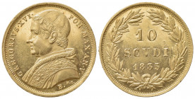 BOLOGNA. Gregorio XVI (1831-1846). 10 scudi 1835 B. Au (28mm, 17.37g). Pagani 131; Gigante 4. qSPL