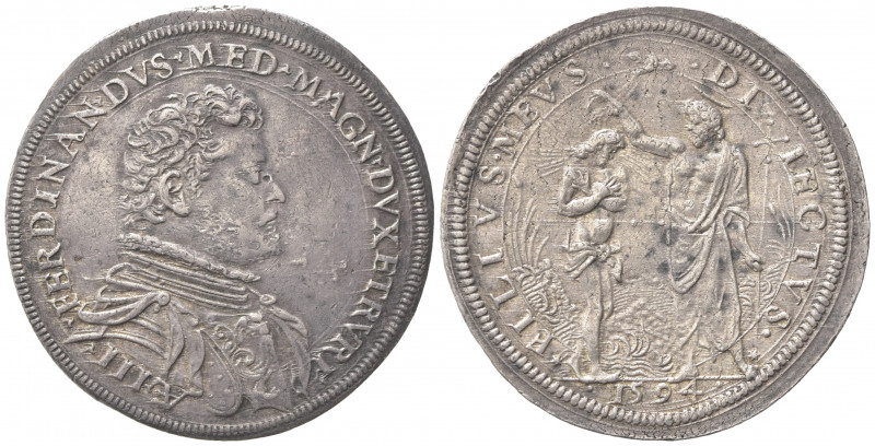 FIRENZE. Ferdinando I de' Medici (1587-1609). Piastra 1594. Ar (43.5mm, 32.65g)....