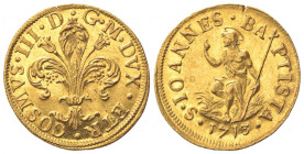 FIRENZE. Cosimo III de' Medici (1670-1723). Zecchino o Fiorino 1713. Au (21.5mm, 3.50g). MIR 325/2. qSPL
