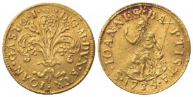 FIRENZE. Giovanni Gastone VII (1723-1737). Zecchino o Fiorino 1734. Au (20mm, 3.45g). MIR 345/11. BB+