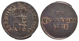 FIRENZE - Ferdinando III di Lorena (secondo periodo, 1814-1824) - Quattrino - 1821 - CU NC Pag. 87; Mont. 301 Raro in questa conservazione - FDC