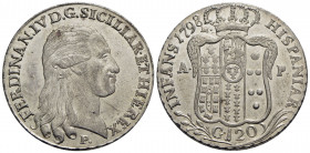 NAPOLI - Ferdinando IV di Borbone (primo periodo, 1759-1799) - Piastra - 1798 - AG P.R. 63; Mont. 215 Alcuni graffi di conio al D/ - Fondi lucenti - q...