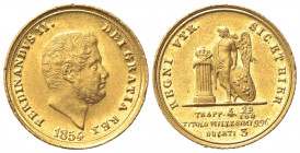 NAPOLI. Ferdinando II di Borbone (1830-1859). 3 Ducati 1854. Au (18.5mm, 3.78g). Pagani 186; Gigante 52. BB+