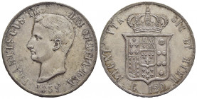NAPOLI - Francesco II di Borbone (1859-1860) - Piastra - 1859 - AG P.R. 1; Mont. 1258 Eccezionale con delicata patina su fondi lucenti - FDC