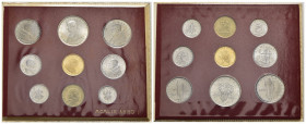 ROMA - Giovanni XXIII (1958-1963) - Serie - 1959 A. I - 9 monete, oro compreso - Gig. 264 Au-Ag-Ac-Ba-It In cartoncino originale - FDC