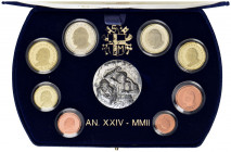 ROMA - Giovanni Paolo II (2002-2005 monetazione in euro) - Serie - 2002 A. XXIV° - Omaggio a Michelangelo - Proof - In scatola originale con medaglia ...