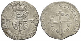 Emanuele Filiberto (1553-1580) - Bianco - 1578 Chambery - Scudo sabaudo inquartato - R/ Croce mauriziana - MI RR MIR 521d II tipo Ottima argentatura -...