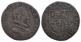Carlo Emanuele I (1580-1630) - Soldo - Busto del Duca rivolto a d. - R/ Scudo completo coronato - MI RRRR MIR 664 Con cartellino del collezionista - D...