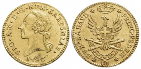 Vittorio Amedeo III (1773-1796) - Mezza doppia - 1786 - (AU g. 4,56) R Mont. 316 Segno sulla data - SPL/SPL+
