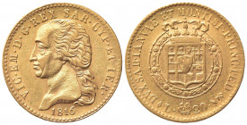 Vittorio Emanuele I (1802-1821). 20 Lire 1816. Au (21mm, 6.44g). Torino. Pagani 4; Gigante 11. SPL