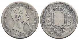 Vittorio Emanuele II (1849-1861) - 50 Centesimi - 1860 T - AG RRRRR Pag. 428; Mont. 100 Moneta difficile da reperirsi in buone condizioni di conservaz...