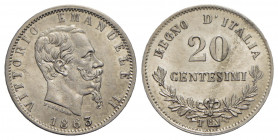Vittorio Emanuele II Re d'Italia (1861-1878) - 20 Centesimi - 1863 T Valore - AG Pag. 536; Mont. 224 Eccezionale - FDC