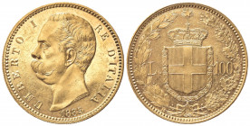 Umberto I (1878-1900). 100 Lire 1883. Au (35mm, 32.32g). Roma. Pagani 569; Gigante 3. qSPL