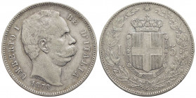 Umberto I (1878-1900) - 5 Lire - 1878 - AG RR Pag. 589; Mont. 32 Con cartellino del collezionista - BB+