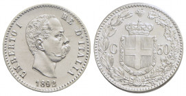 Umberto I (1878-1900) - 50 Centesimi - 1892 - AG RR Pag. 609; Mont. 56 Periziata Bazzoni - FDC