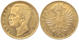 Vittorio Emanuele III (1900-1943). 100 Lire 1905. Au (34.5mm, 32.30g). Roma. Pagani 639; Gigante 2. Segni da contatto, SPL+