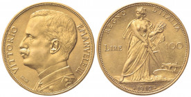 Vittorio Emanuele III (1900-1943). 100 Lire 1912. Au (34.5mm, 32.31g). Roma. Pagani 641; Gigante 4. SPL