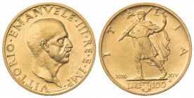 Vittorio Emanuele III (1900-1943). 100 e 50 Lire 1936 XIV. Au (23.5mm, 8.82g). Roma. Pagani 650; Gigante 13; Pagani 661; Gigante 24. SPL+