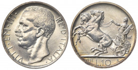 Vittorio Emanuele III (1900-1943). 10 Lire 1931. Ar (26.5mm, 10.05g). Roma. Pagani 696; Gigante 60. Rarissima, 50 esemplari coniati. SPL+