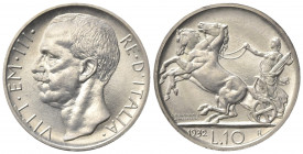 Vittorio Emanuele III (1900-1943). 10 Lire 1932. Ar (26.5mm, 10.05g). Roma. Pagani 697; Gigante 61. Rarissima, 50 esemplari coniati. SPL