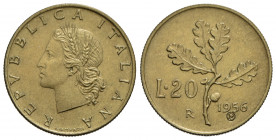 Repubblica Italiana (emissioni in lire) (1946-2001) - 20 Lire - 1956 - Ramo di quercia - Prova - BT RR Mont. 3 - FDC