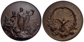 SAVOIA - Umberto I (1878-1900) - Medaglia - Ai benemeriti della C.R.I. - Personificazione della Croce Rossa illuminata da stella raggiante - R/ Aquila...