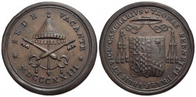 PAPALI - Sede Vacante (1823) - Medaglia - 1823 Ø: 37 mm. - (AE g. 21,83) R Boccia 80; Bart. p. 242 Vice Camerlengo Monsignore Tommaso Bernetti - SPL
