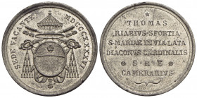 PAPALI - Sede Vacante (1846) - Medaglia - 1846 Opus: Pasinati Ø: 33 mm. - (MB g. 14,37) Boccia 100; Bart. p. 268 Cardinale Camerlengo Tommaso Riario S...