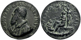 PERSONAGGI - Pietro Aretino (poeta e drammaturgo) (1492-1556) - Medaglia - 1544 - Busto a s. con lunga barba, tonaca e collare - R/ Donna nuda seduta ...
