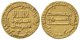 Islamic, 'Abbasid Caliphate, al-Amin (AH 170-193 / AD 786-809). Dinar. Au (18mm, 4.26g). Album 220.4. BB+